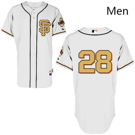 Mens Majestic San Francisco Giants 28 Buster Posey Authentic CreamGold No MLB Jersey